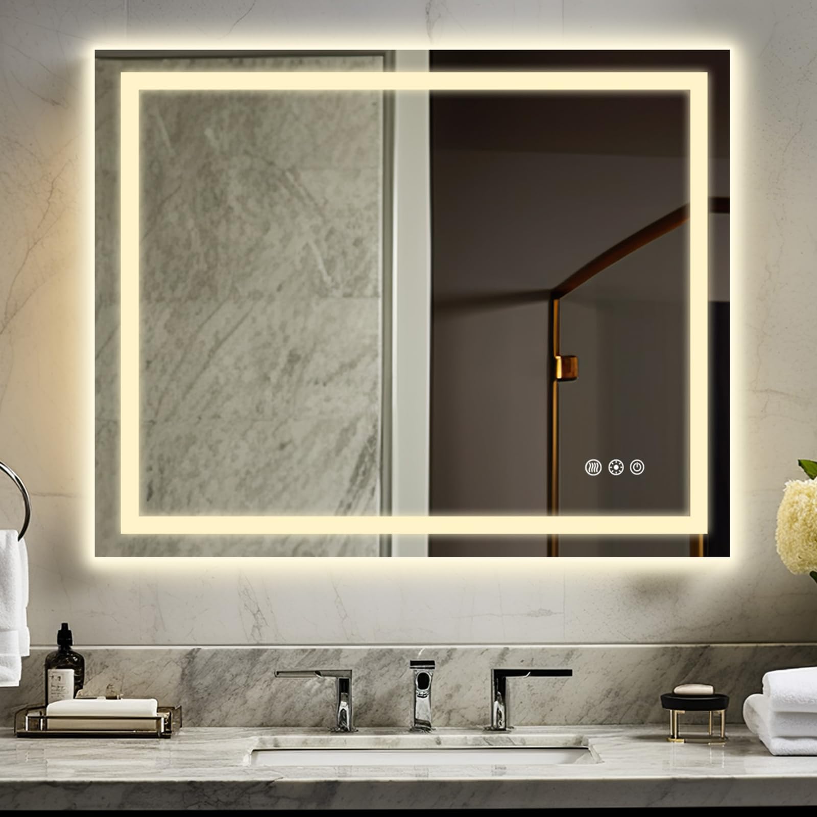 LED Bathroom Mirror with Light Bathroom Vanity Mirror  Anti-Fog