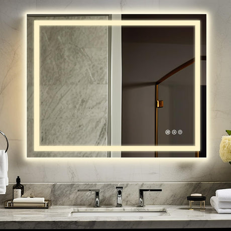 LED Bathroom Mirror with Light Bathroom Vanity Mirror 40x32 Inch Anti-Fog