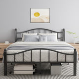 Queen Bed Frame with Headboard - Heavy Duty Metal Platform with Storage