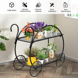 Garden Cart Metal Plant Stand with 4 Decorative Wheels, Succulent