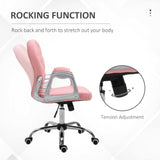 Pink Button Tufted Office Chair with Padded Armrests