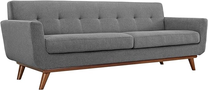 Engage Mid-Century Modern Upholstered Fabric Sofa in Expectation Gray