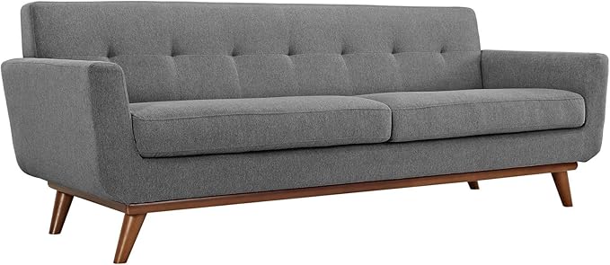 Engage Mid-Century Modern Upholstered Fabric Loveseat in Azure