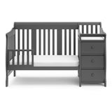 5-in-1 Convertible Crib and Changer (Gray) – Crib and Changing Table Combo with Drawer, Converts to Toddler Bed, Daybed and Full-Size Bed, Storage Drawer