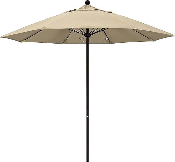 California Umbrella Venture Series Push Open Commercial Patio Umbrella, 9' Round, Sunbrella, ALTO908117-5416, Aruba