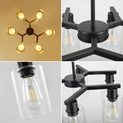 6-Light Black Modern Farmhouse Chandelier for Dining Room Ceiling Light Fixture