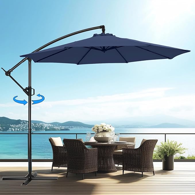 10ft Offset Patio Umbrella - 360° Rotation Hanging Cantilever Outdoor Patio Umbrella