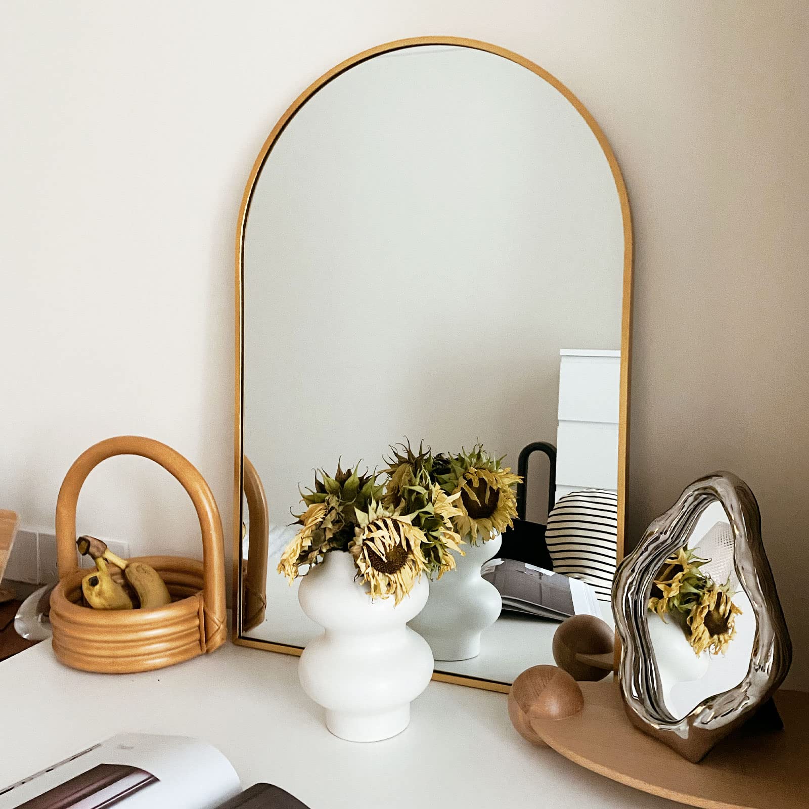 20"x30" Arched Bathroom Mirror - Wall Mounted Mirror - Gold Arch Mirror
