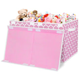 Box for Girls, Kids - Large Toy Chest Organizers and Storage Boxes with Flip-Top Lid & Divider, Collapsible Container Bins for Playroom, Nursery, Closet, Living Room, 24.5"x13"x16", Pink