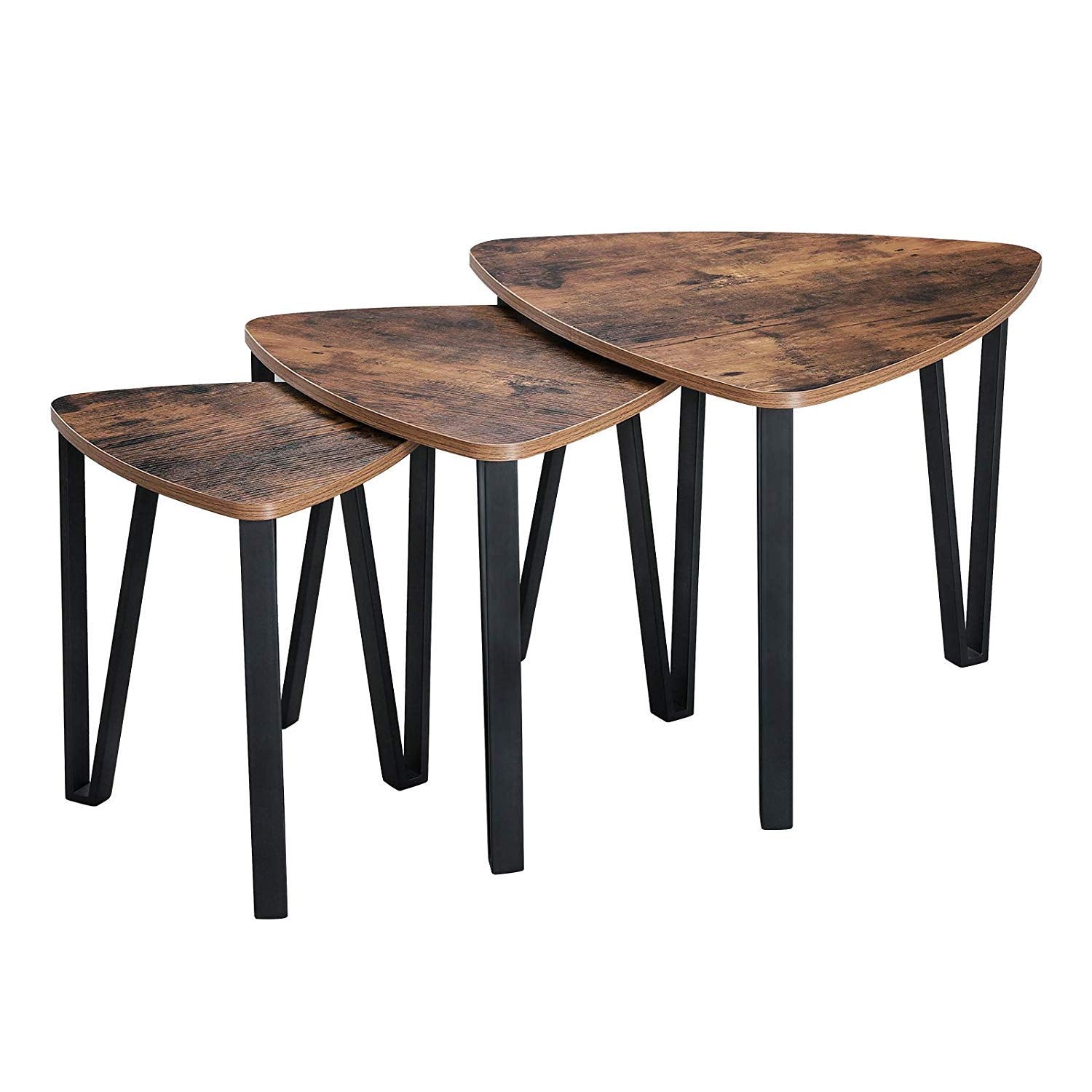 3pcs Industrial Nesting Triangle Coffee, End, Console Tables