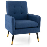 Modern Mid-Century Accent Chair - Upholstered Armchair with Tufted Back, Metal Legs