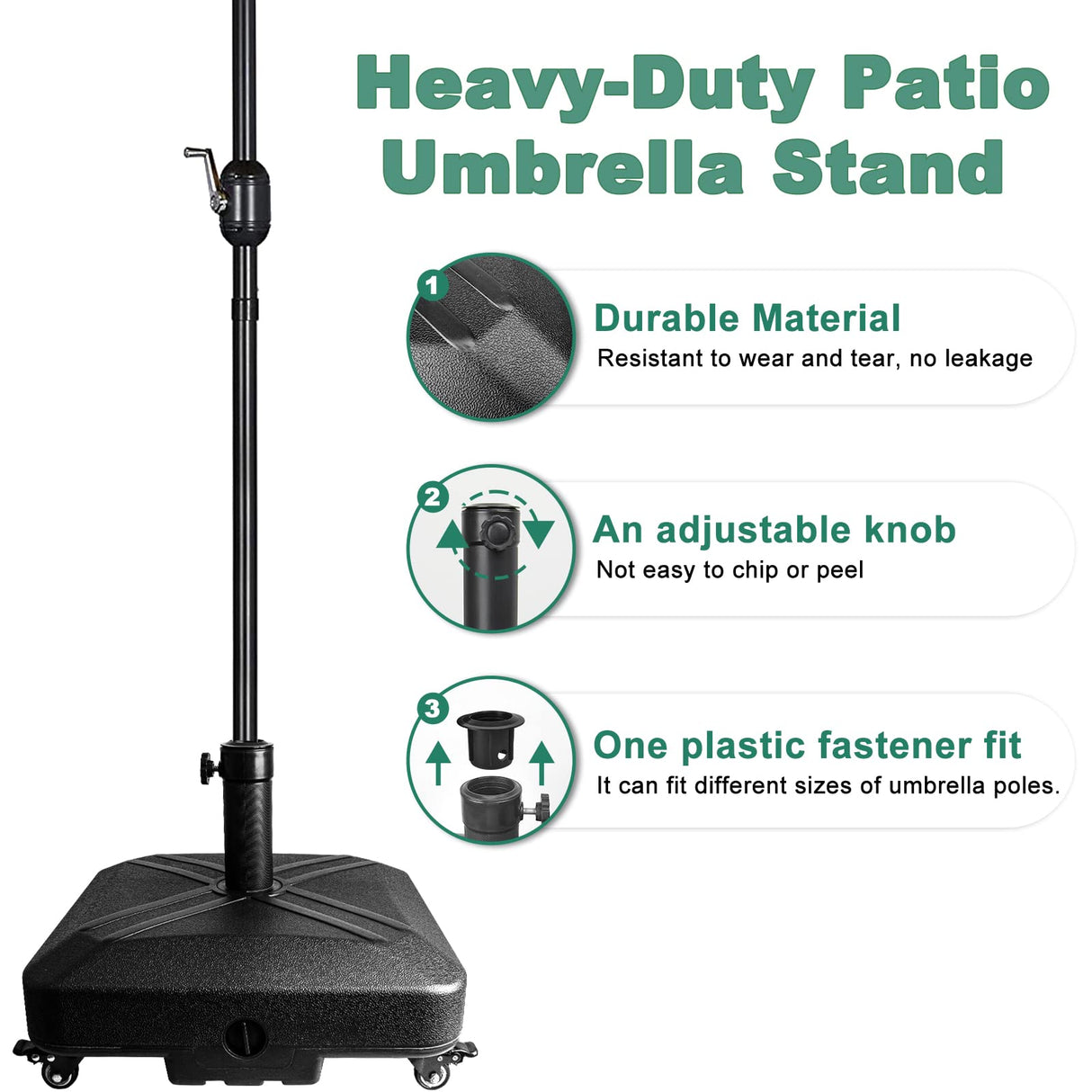 DZ4733 MS Patio Umbrella Base Heavy Duty with Wheels Square Market Stand