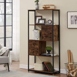 Bookshelf/Bookcase,Open Book Shelf with Middle Drawers Storage Organizer for Living
