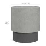 Concrete Finish End Table, Round Side Table with 4 Adjustable Feet,