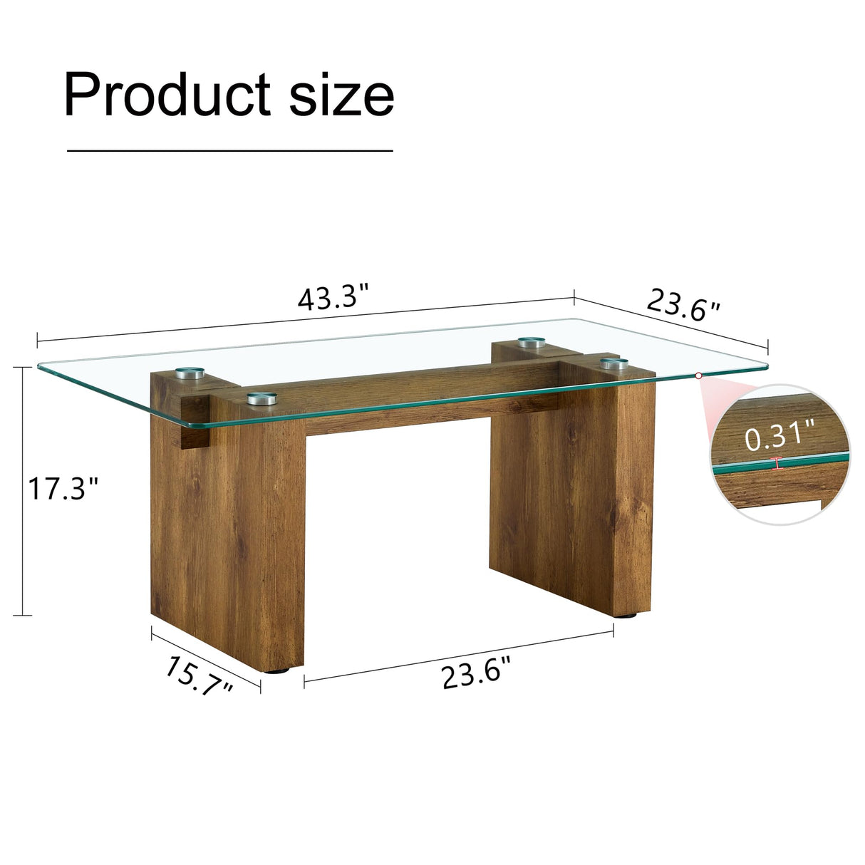 Glass Coffee Table for living room, modern rectangular