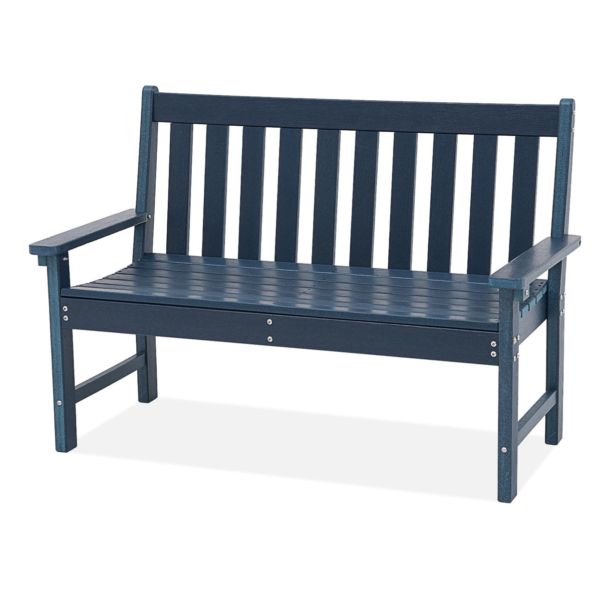 Outdoor Garden Bench, All Weather HDPE Patio Porch Bench with Faux Wood Grain Pattern