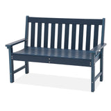 Outdoor Garden Bench, All Weather HDPE Patio Porch Bench with Faux Wood Grain Pattern