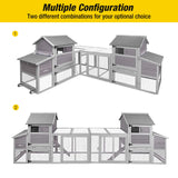 Chicken Coop with Two Houses and Run Double for 4-8 Chickens Wooden