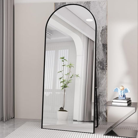 Full Length Mirror, 76"x34" Gold Oversized Tempered Floor Mirrors with Stand