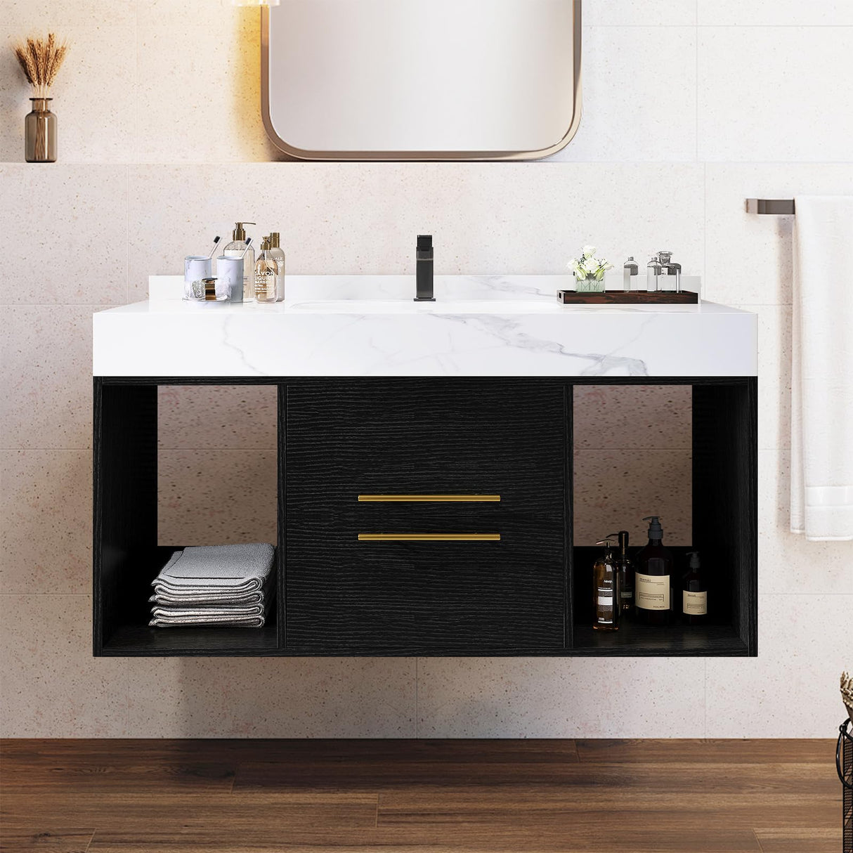 39.4 Inch Floating Bathroom Vanity,Bathroom Vanity with Sink,Bathroom Cabinet