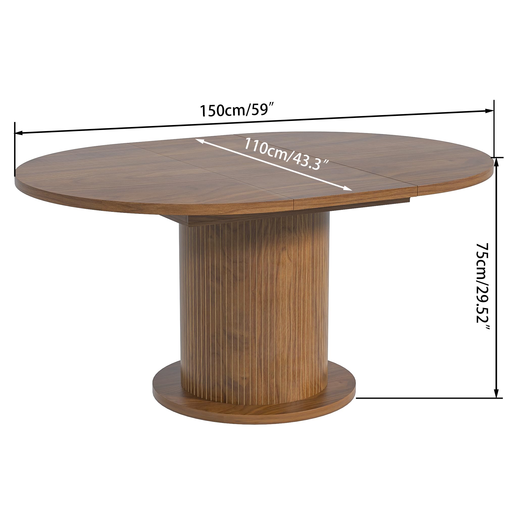 Adjustable Round Dining Table 43-59 Inch for 4-6 People