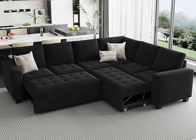 Secitonal Sleeper Sofa with Pull Out Couch Bed Modular Sectional Sofa