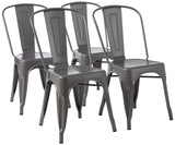 Metal Dining Chairs, Dark Grey, 1 Count (Pack of 4)