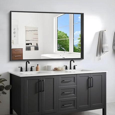 30 x 40 Inch Black Bathroom Vanity Mirror, Black Wall Mirror with Metal Frame,