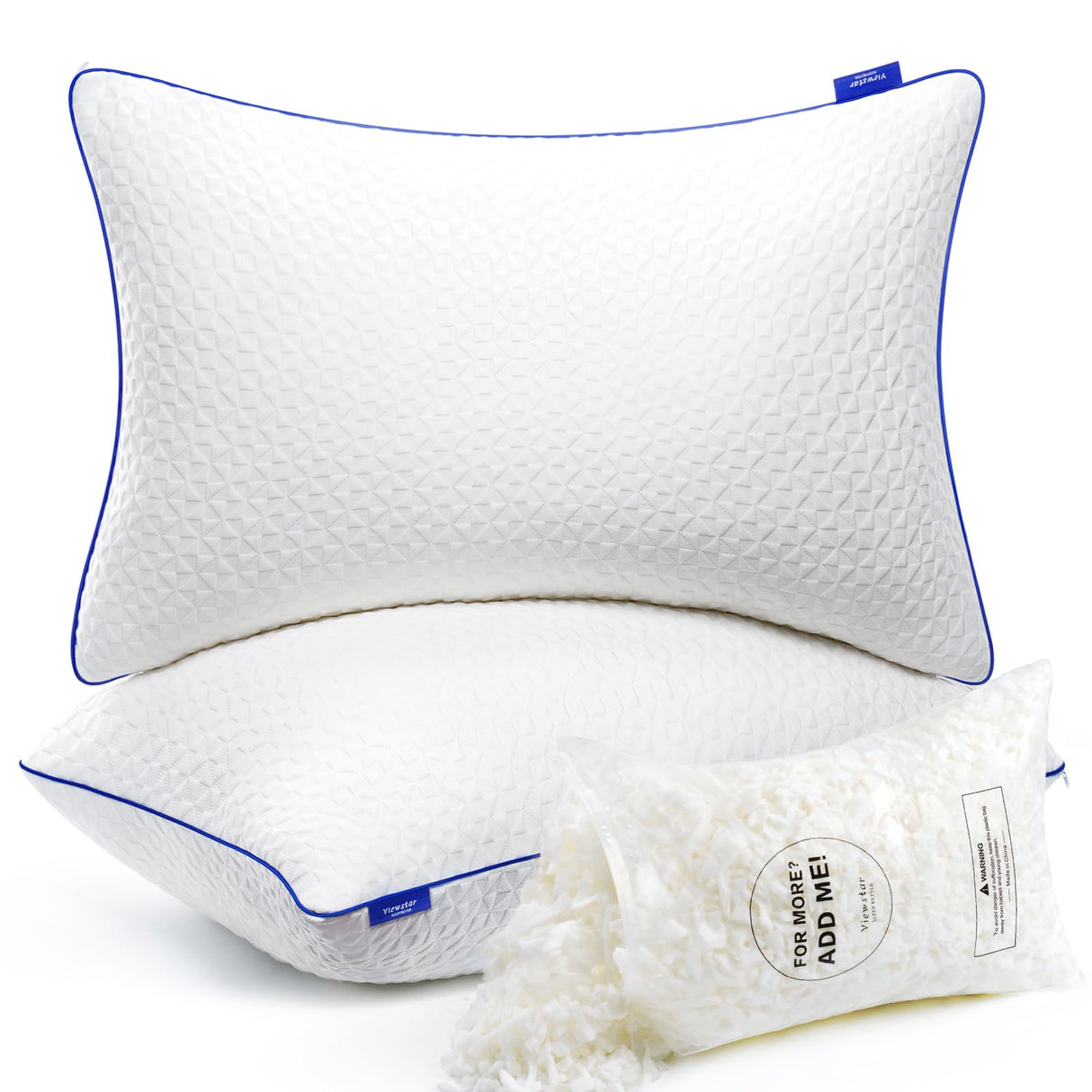 King Size Pillows Set of 2, Memory Foam Pillows Shredded 2 Pack