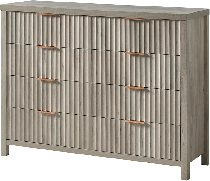 Oxford Fluted 6 Drawer Dresser for Bedroom, Wide Modern Wooden Chest of Drawers