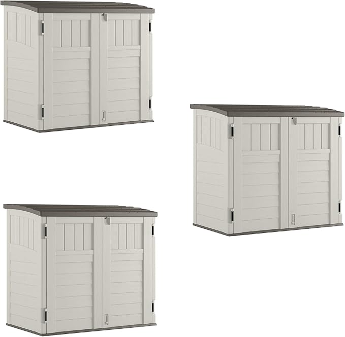 34 Cu Ft Capacity Horizontal Outdoor Storage Shed for Garbage Cans, Garden Accessories