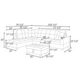 103 Inch Modern L Shaped Sectional Sofa Set with Storage Ottoman