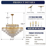 Large Crystal Chandeliers Gold Chandelier Luxury Pendant Ceiling Lights Fixture Hanging