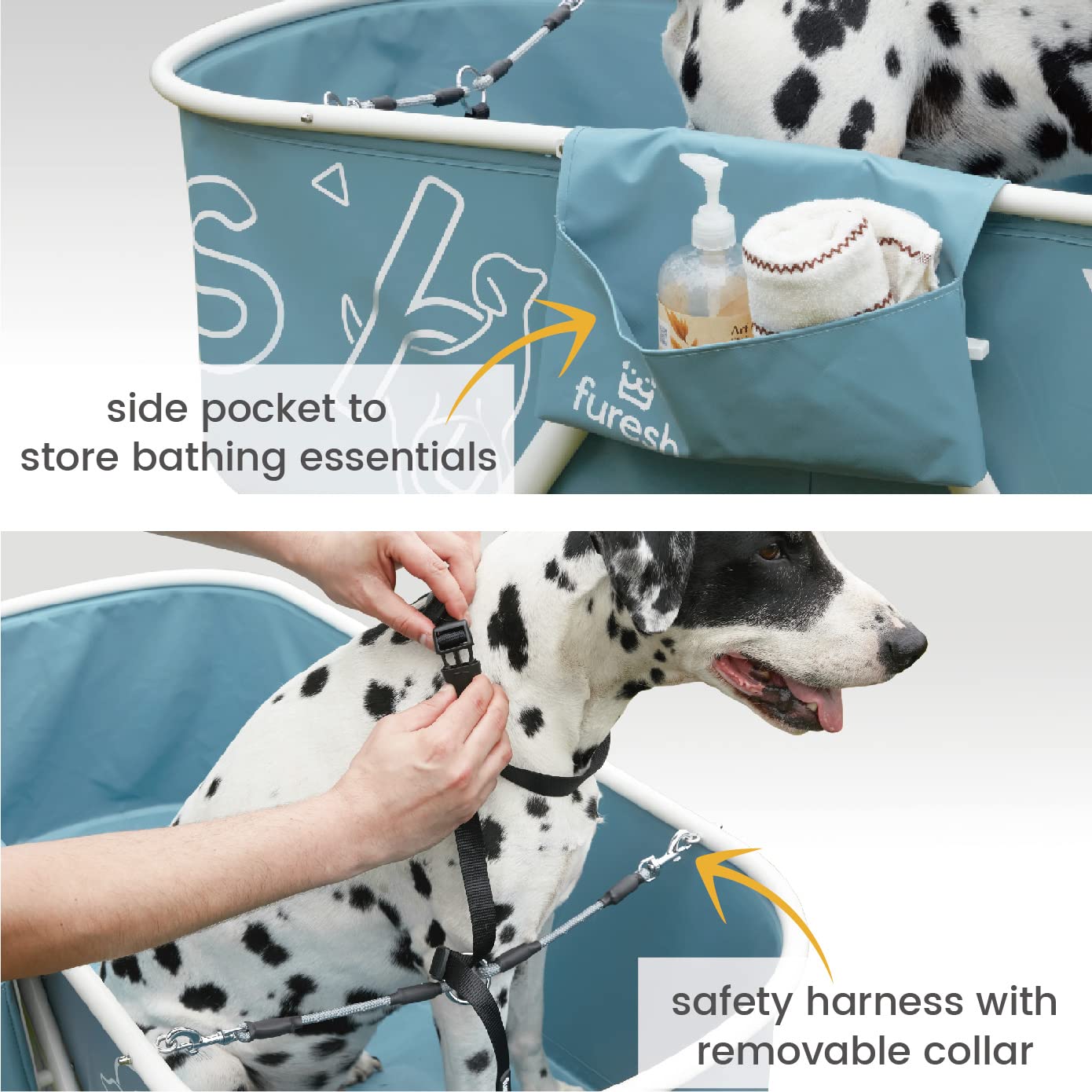Elevated Dog Bath Tub with Stairs - Portable Foldable Wash Station for Medium to Large Dogs