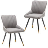 Upholstered Grey Dining Chairs Set of 2 Modern Kitchen Chairs, Mid Century Accent Chair