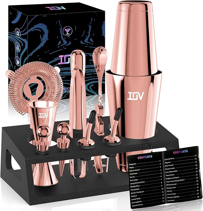 Cocktail Shaker Set: 12-Piece Mixology Bartender Kit Bar Set | 18oz & 28oz Boston Shaker