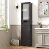 67" Tall Bathroom Cabinet, Narrow Storage Cabinet, Freestanding Linen Cabinet with Doors and Adjustable Shelf,