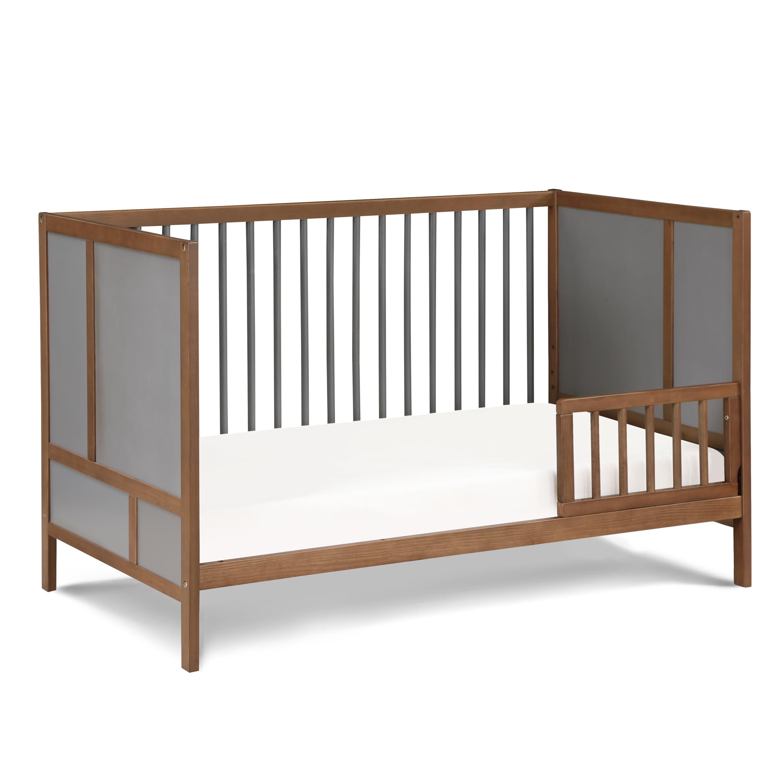 Guardrail, Walnut Finish - Converts Crib to Toddler Bed, Safe Nursery Furniture