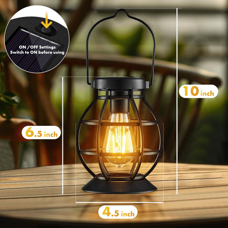 2 Pack Solar Lanterns Outdoor Hanging Lantern Lights, Metal Decor Lantern