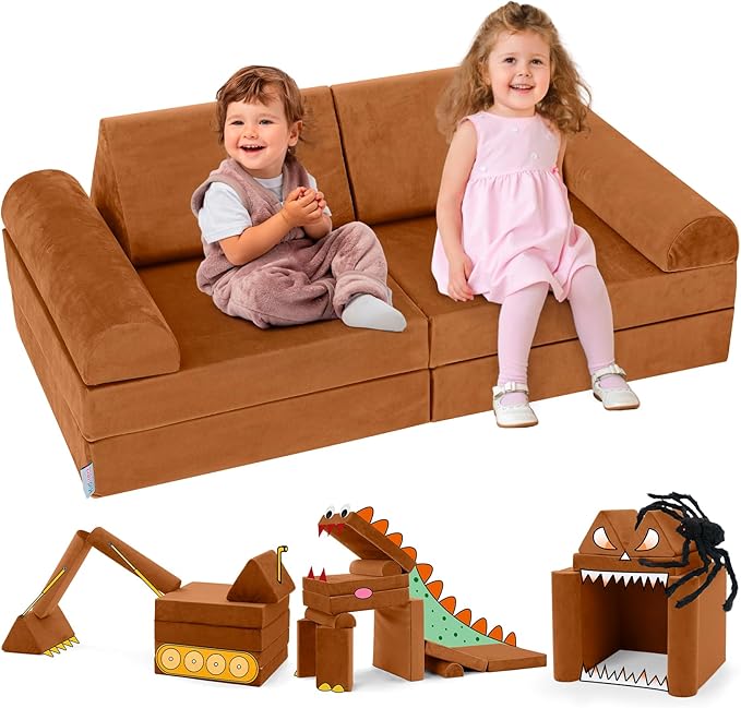 Kids Play Couch, K8 Imaginative Convertible Foam Play Couch for Kids and Toddlers,