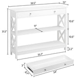 Console Table with Drawer, 3-Tier Entryway Table with Storage Shelves,