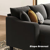 U Shaped Sectional Sofa Velvet Convertible Sofa with Reversible Chaises