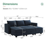 Modular Sectional Sleeper Sofa with Storage Seat Velvet Sectional Sofa with Chaise