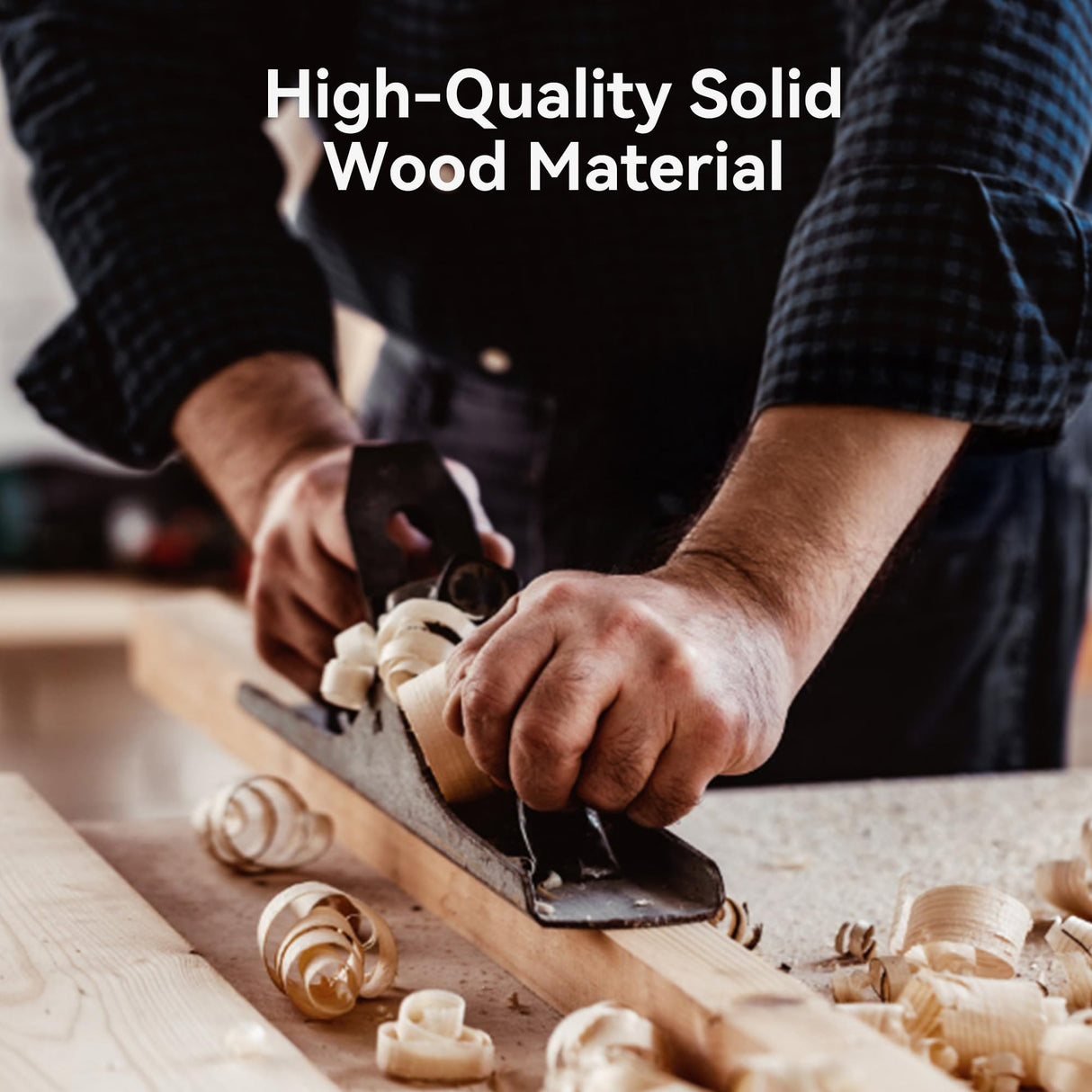 Solid Wood Queen Bed Frame with Headboard - Heavy Duty Platform Bed, No Box Spring Needed