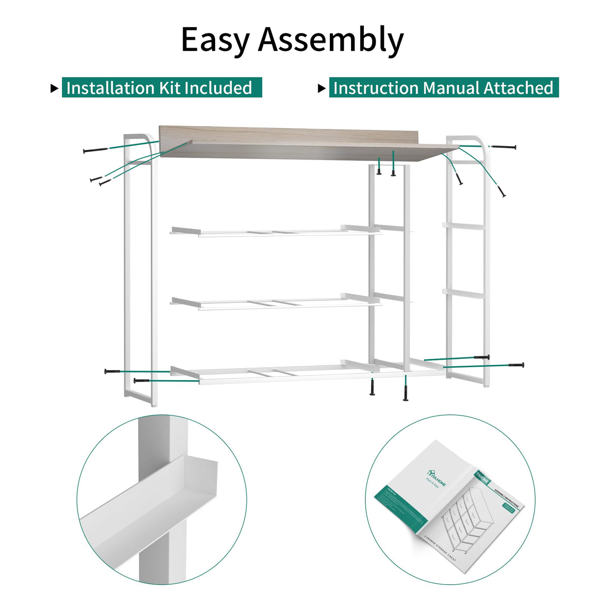 Fabric Dresser with 7 Drawers- Furniture Storage Tower, Chest of Drawer