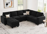 Modular Sectional Sofa Couch 7-Seater Convertible Sectional Sofa Velvet