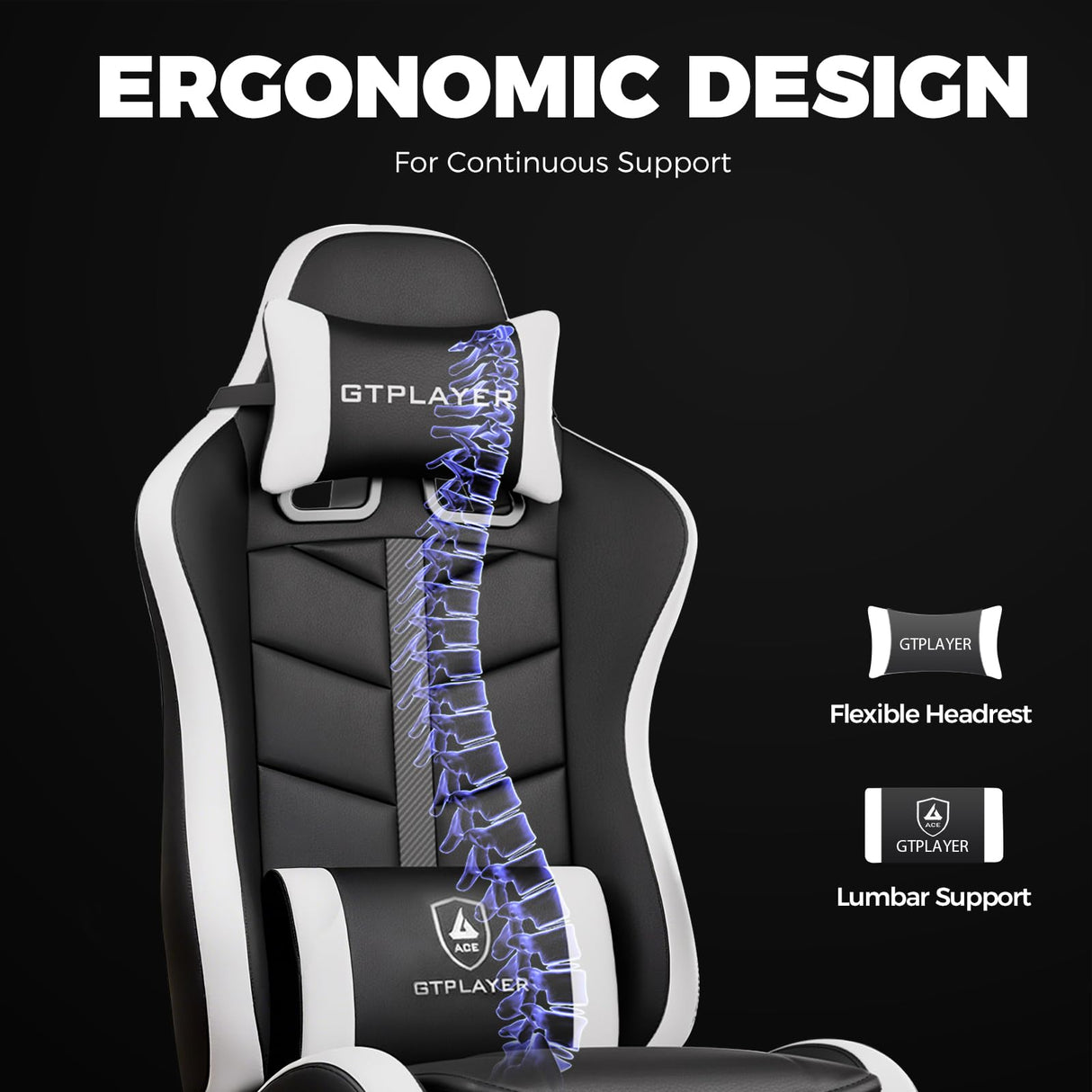 Ergonomic Gaming Chair with Footrest - Height Adjustable Reclining Office Chair
