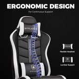 Ergonomic Gaming Chair with Footrest - Height Adjustable Reclining Office Chair