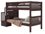 Bedz King Stairway Bunk Beds Twin over Twin with 3 Drawers in the Steps, Dark Cherry