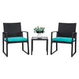 3 Pieces Outdoor Patio Furniture Set, Modern Wicker Bistro Set, Conversation Rattan Chair